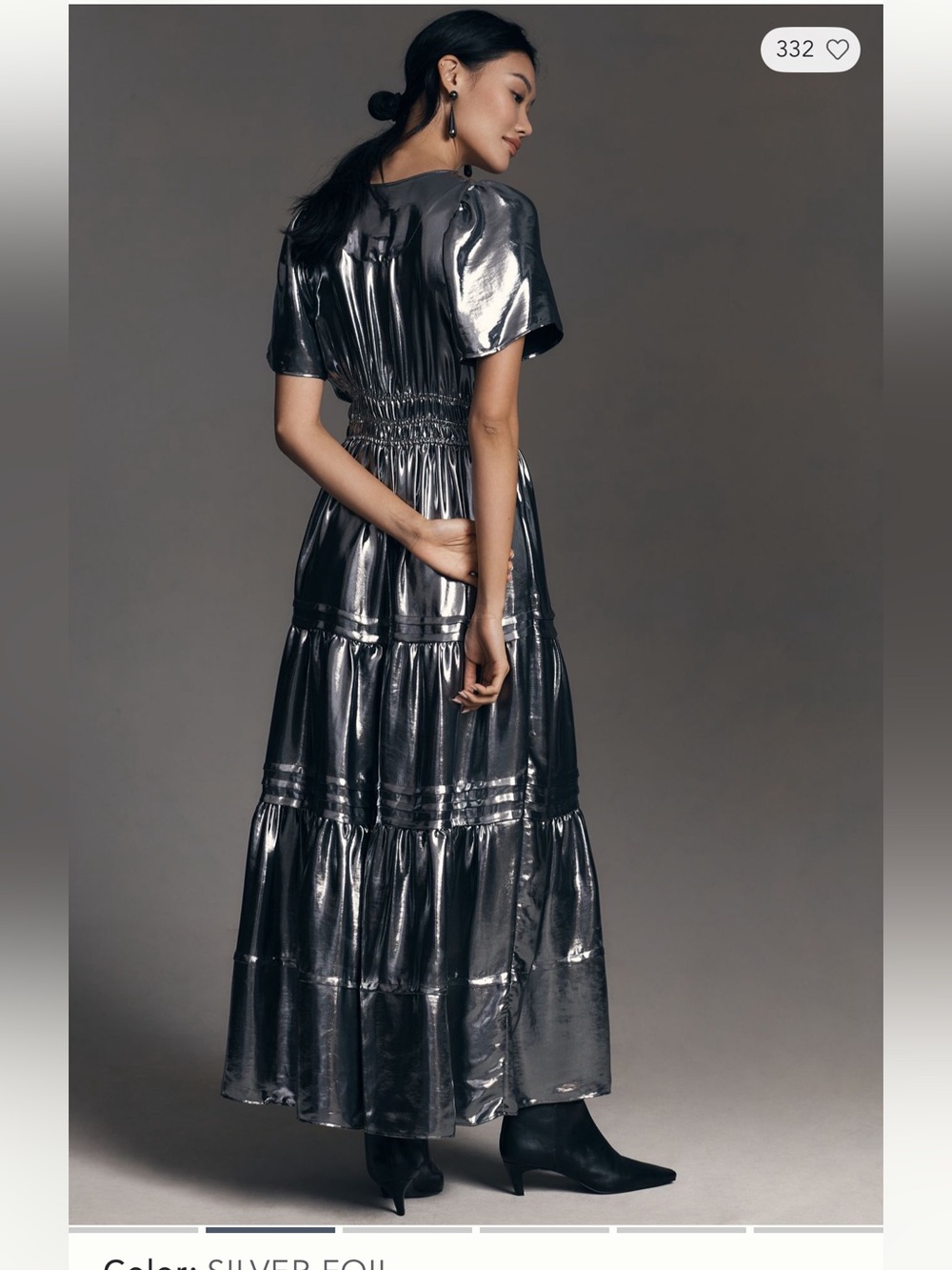 Anthropologie Somerset dress in metallic silver - Picture 3 of 9